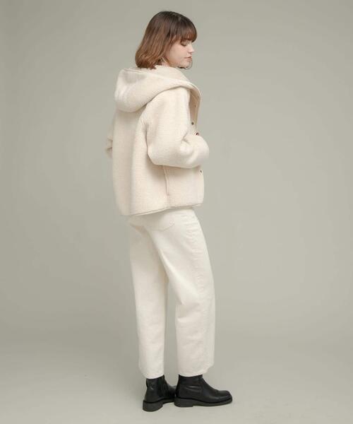 セール】ムートンリバーシブルフーディーコート（ムートンコート