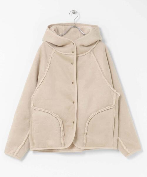 セール】ムートンリバーシブルフーディーコート（ムートンコート