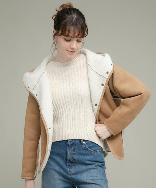 URBAN RESEARCH Sonny Label(アーバンリサーチサニーレーベル)の「ムートンリバーシブルフーディーコート(ムートンコート・レディース・チャコールグレー/オフホワイト/アイボリー・38/36)」の5枚目の写真