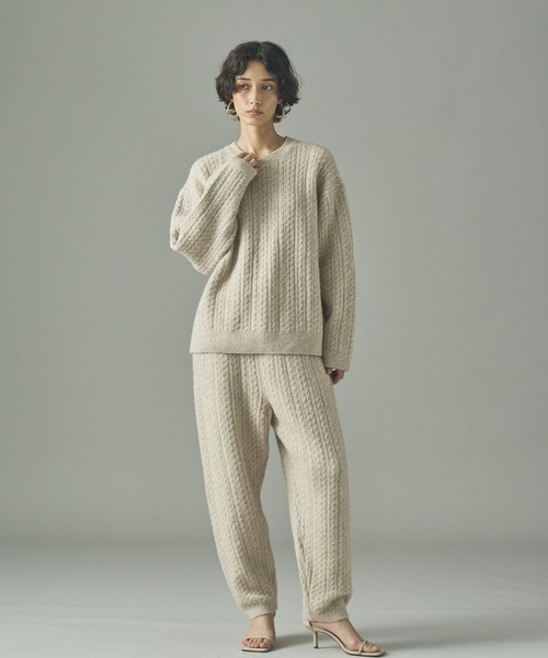 Curensology（カレンソロジー）の「Curensology(カレンソロジー)/シャギーケーブルニットプルオーバー（ニット/セーター・レディース・オフホワイト/ブラウン・FREE）」の11枚目の写真