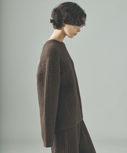 Curensology（カレンソロジー）の「Curensology(カレンソロジー)/シャギーケーブルニットプルオーバー（ニット/セーター・レディース・オフホワイト/ブラウン・FREE）」の16枚目の写真