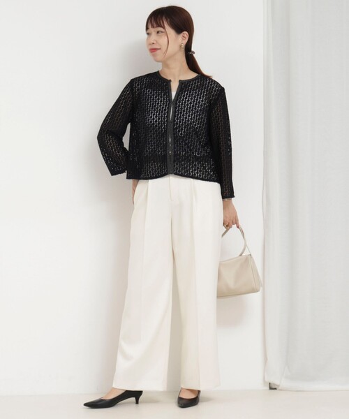 MICO COULIER（ミコクリエ）の「シャイニーラッセルレースクルーネックカーディガン ブラウス（シャツ/ブラウス・レディース・ネイビー/ブラック・38）」の17枚目の写真