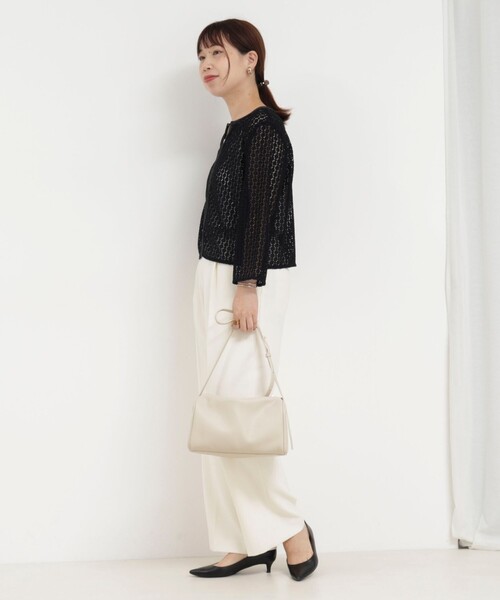 MICO COULIER（ミコクリエ）の「シャイニーラッセルレースクルーネックカーディガン ブラウス（シャツ/ブラウス・レディース・ネイビー/ブラック・38）」の3枚目の写真