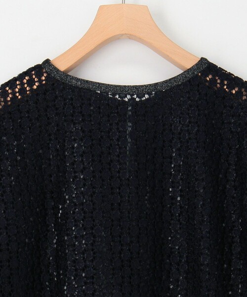 MICO COULIER（ミコクリエ）の「シャイニーラッセルレースクルーネックカーディガン ブラウス（シャツ/ブラウス・レディース・ネイビー/ブラック・38）」の10枚目の写真