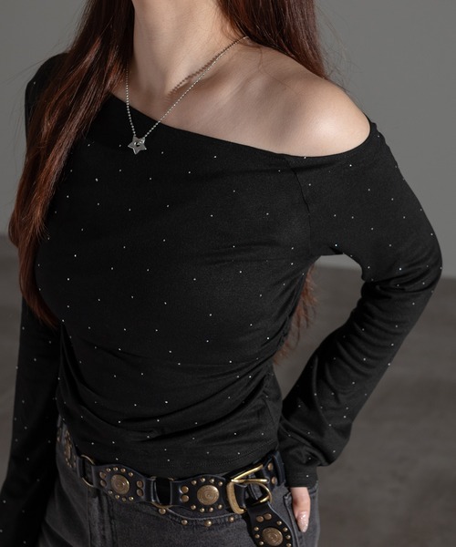 apres jour mignon(アプレジュールミニョン)の「ホットフィットオフショルトップス(Tシャツ/カットソー・レディース・ブラック/チャコールグレー/杢グレー・フリー/X-LARGE)」の4枚目の写真