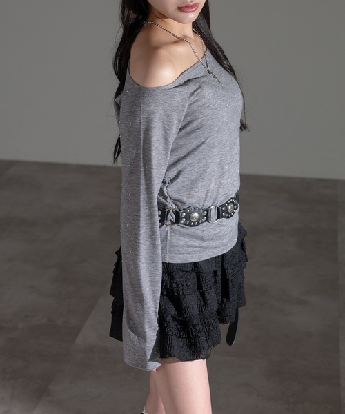 apres jour mignon(アプレジュールミニョン)の「ホットフィットオフショルトップス(Tシャツ/カットソー・レディース・ブラック/チャコールグレー/杢グレー・フリー/X-LARGE)」の8枚目の写真