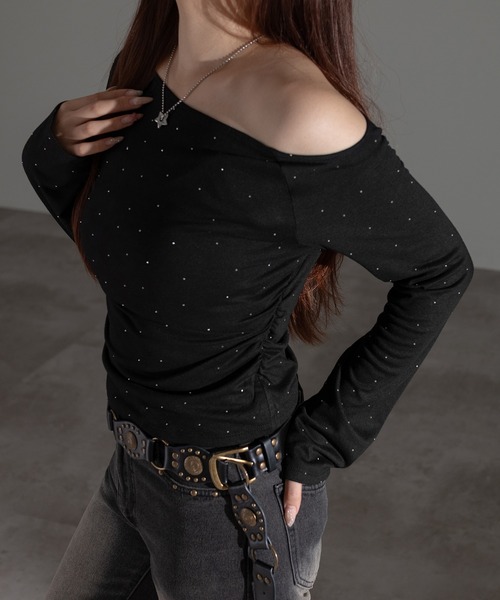 apres jour mignon(アプレジュールミニョン)の「ホットフィットオフショルトップス(Tシャツ/カットソー・レディース・ブラック/チャコールグレー/杢グレー・フリー/X-LARGE)」の10枚目の写真