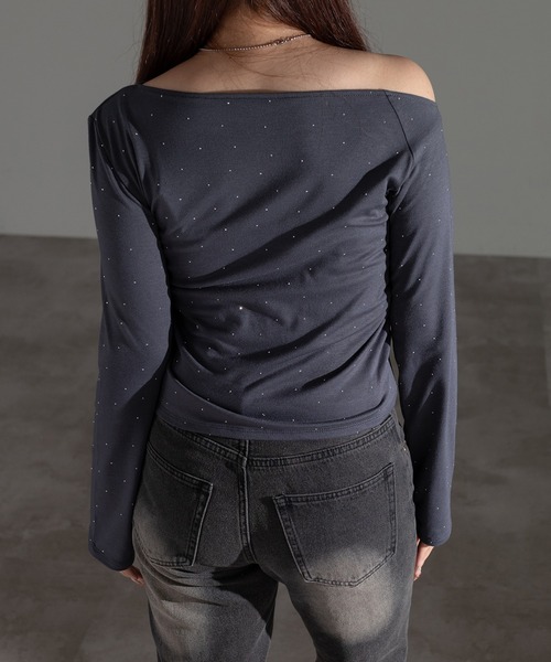 apres jour mignon(アプレジュールミニョン)の「ホットフィットオフショルトップス(Tシャツ/カットソー・レディース・ブラック/チャコールグレー/杢グレー・フリー/X-LARGE)」の15枚目の写真