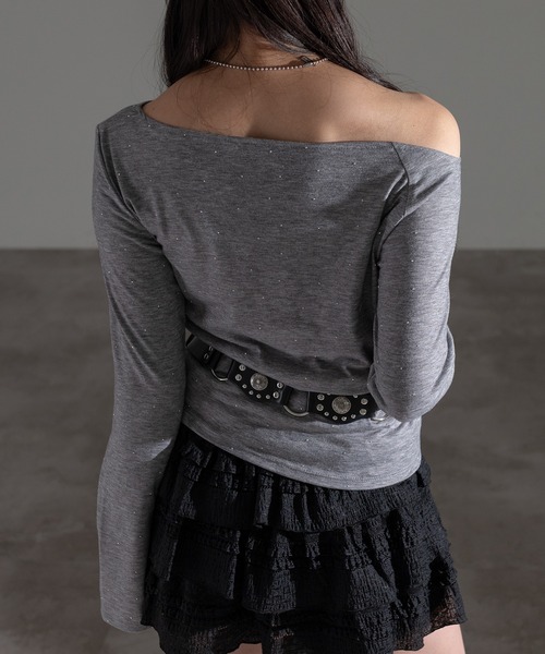 apres jour mignon(アプレジュールミニョン)の「ホットフィットオフショルトップス(Tシャツ/カットソー・レディース・ブラック/チャコールグレー/杢グレー・フリー/X-LARGE)」の17枚目の写真