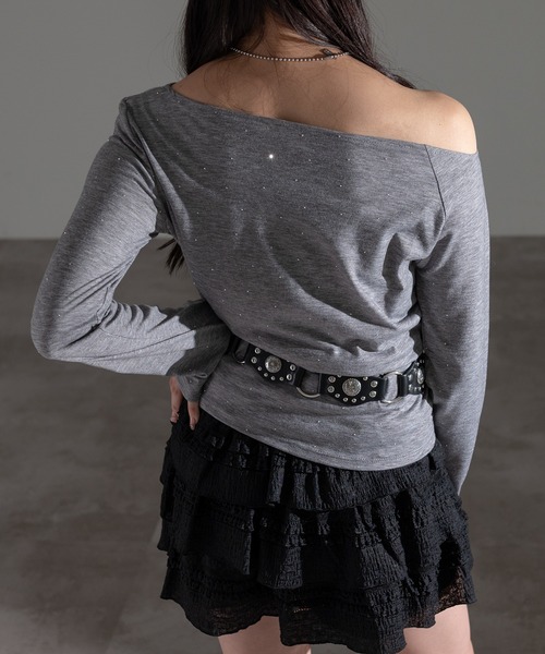 apres jour mignon(アプレジュールミニョン)の「ホットフィットオフショルトップス(Tシャツ/カットソー・レディース・ブラック/チャコールグレー/杢グレー・フリー/X-LARGE)」の18枚目の写真