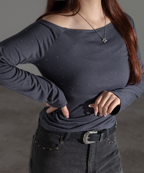 apres jour mignon(アプレジュールミニョン)の「ホットフィットオフショルトップス(Tシャツ/カットソー・レディース・ブラック/チャコールグレー/杢グレー・フリー/X-LARGE)」の20枚目の写真