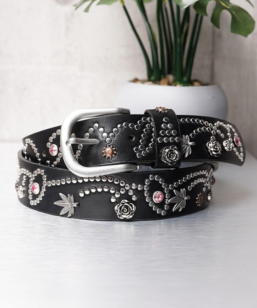 1111clothing(ワンフォークロージング)の「ジュエリー スタッズ ベルト / Jewelry Stud Belt(ベルト・メンズ・ブラック系・FREE)」の1枚目の写真
