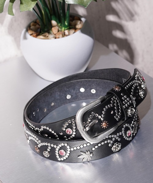 1111clothing(ワンフォークロージング)の「ジュエリー スタッズ ベルト / Jewelry Stud Belt(ベルト・メンズ・ブラック系・FREE)」の4枚目の写真