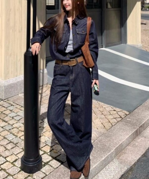 セール】デニムセットアップ ルーズフィットでボリューム感