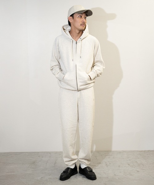 【新品】ジップ フーディ パーカー スウェット ユニセックス アイボリー セール】BASIC SWEAT ZIP UP HOODIE / ジップフーディー / ユニ
