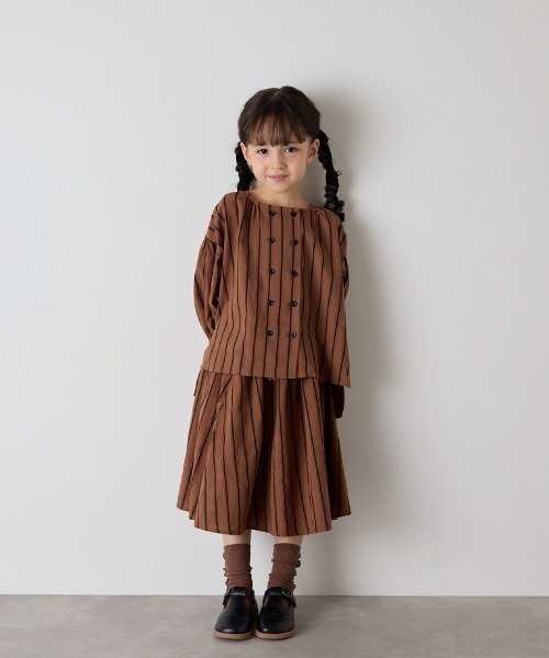 リンクコーデ】ガールズランダムストライプセットアップ（セットアップ