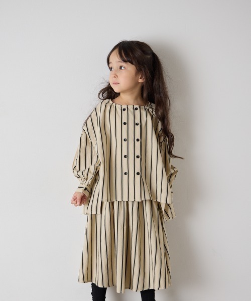 セール】【リンクコーデ】ガールズランダムストライプセットアップ
