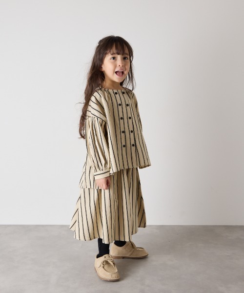 リンクコーデ】ガールズランダムストライプセットアップ（セットアップ