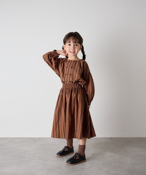 リンクコーデ】ガールズランダムストライプセットアップ（セットアップ