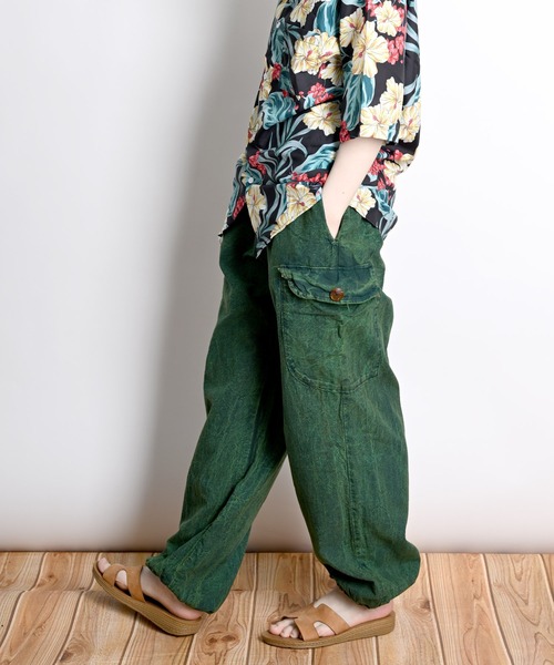 MARAI(マーライ)の「ストーンウォッシュジョガーパンツ(カーゴパンツ・レディース・グリーン/ブラック/パープル/マスタード/カーキ/ネイビー・FREE)」の13枚目の写真