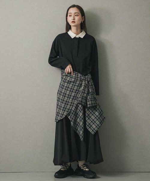 SENSE OF PLACE by URBAN RESEARCH(センスオブプレイスバイアーバンリサーチ)の「ポロシャツルーズカットトップ(ポロシャツ・レディース・オートミール/ブラック・ONE)」の6枚目の写真