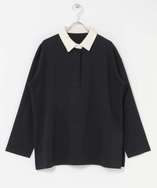 SENSE OF PLACE by URBAN RESEARCH(センスオブプレイスバイアーバンリサーチ)の「ポロシャツルーズカットトップ(ポロシャツ・レディース・オートミール/ブラック・ONE)」の9枚目の写真