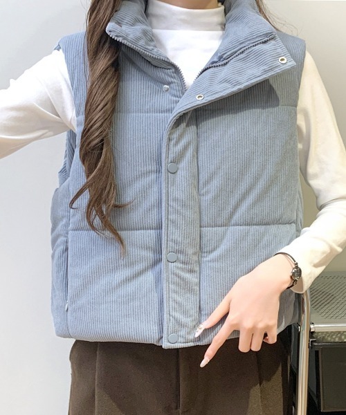 REMUR(レミュール)の「コーデュロイ中綿ベスト(ダウンベスト・レディース・ピンク/ベージュ/サックスブルー/アイボリー/ブラック・M/L)」の22枚目の写真