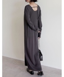 [汗じみ防止][UVカット][乾燥機対応][低身長サイズ有]リブカットソーバックシャンナローワンピース