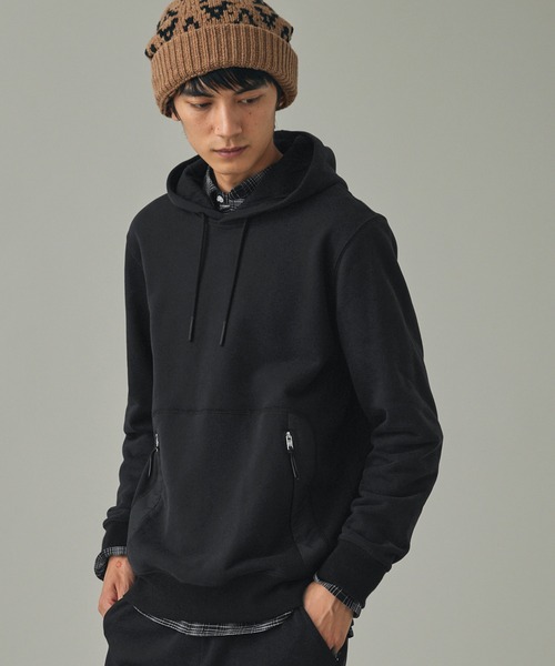 AIGLE（エーグル）の「フレンチテリースウェットフーディー / プルオーバーパーカー（パーカー・メンズ・ブラック/アイボリー・L/M）」の3枚目の写真