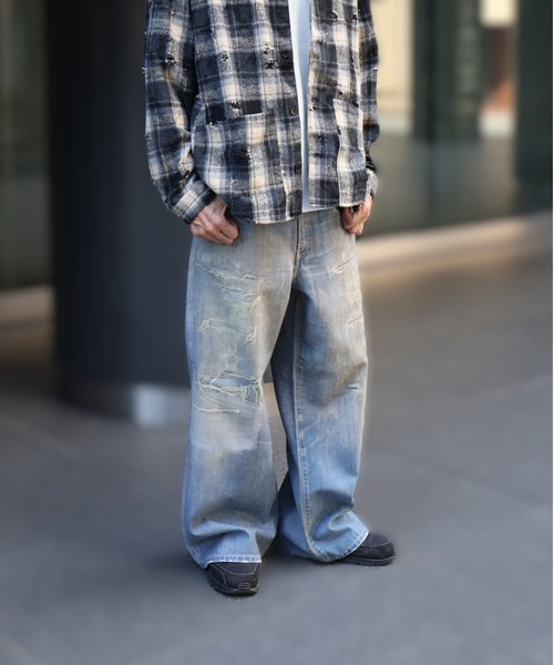 many men many mind（メニーメンメニーマインド）の「MANYMENMANYMINDS / NTX転写プリントデニム/5ポケットパンツ（デニムパンツ・メンズ・インディゴブルー・LARGE/X-LARGE/MEDIUM）」の11枚目の写真