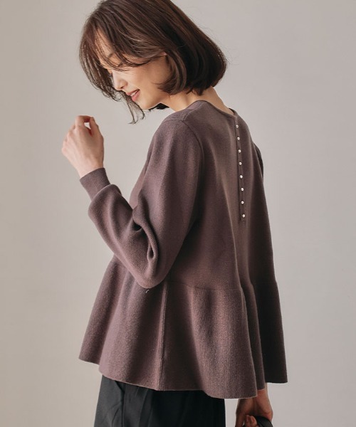 セール】バックパールフレアニットトップス（ニット/セーター