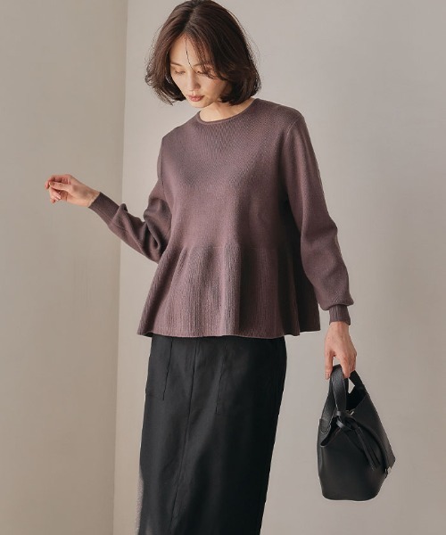 aquagarage（アクアガレージ）の「バックパールフレアニットトップス（ニット/セーター・レディース・チャコール/アイボリー/ブラック・L/M）」の21枚目の写真