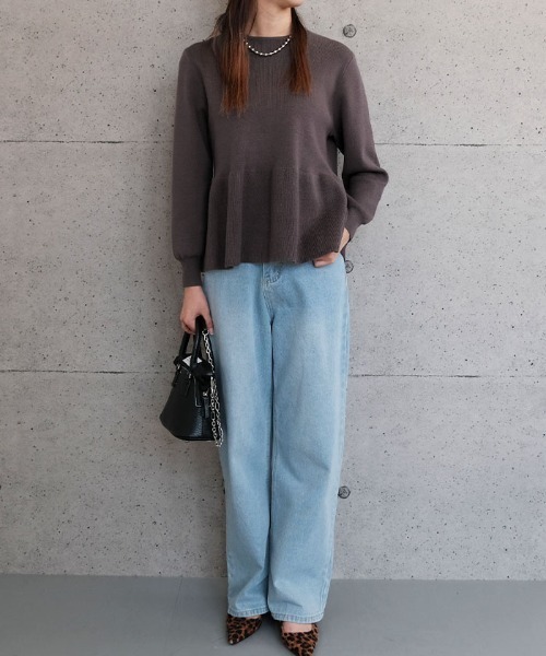 セール】バックパールフレアニットトップス（ニット/セーター