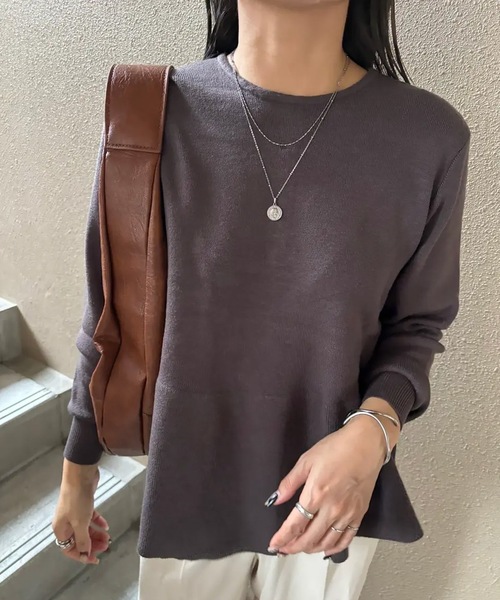 セール】バックパールフレアニットトップス（ニット/セーター