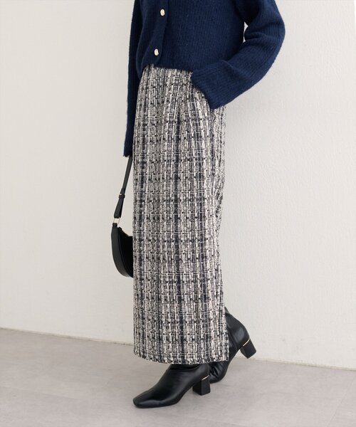 natural couture（ナチュラルクチュール）の「MIXツイードハイウエストタイトスカート（スカート・レディース・その他1/ブラック系その他/グレー/ブラック・FREE）」の3枚目の写真