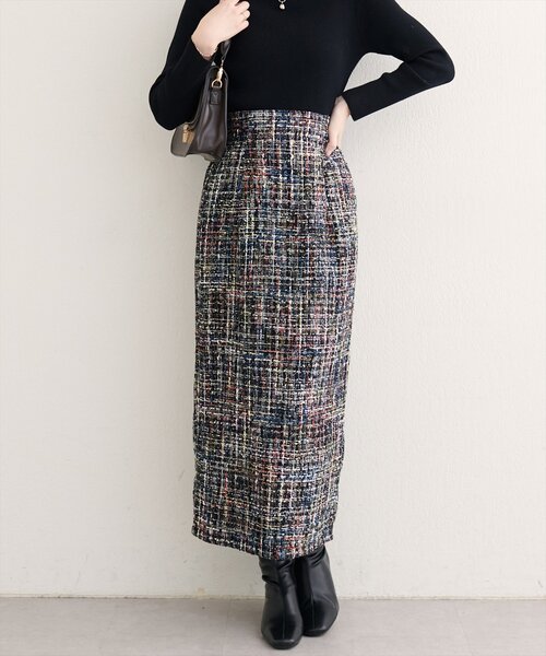 natural couture（ナチュラルクチュール）の「MIXツイードハイウエストタイトスカート（スカート・レディース・その他1/ブラック系その他/グレー/ブラック・FREE）」の5枚目の写真
