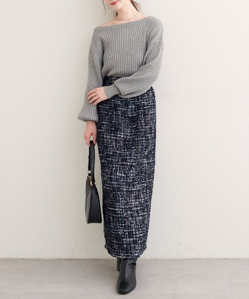 natural couture（ナチュラルクチュール）の「MIXツイードハイウエストタイトスカート（スカート・レディース・その他1/ブラック系その他/グレー/ブラック・FREE）」の22枚目の写真
