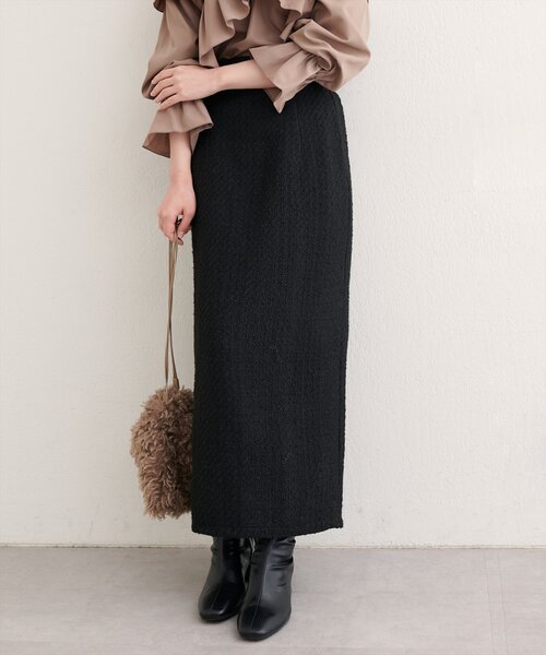 natural couture（ナチュラルクチュール）の「MIXツイードハイウエストタイトスカート（スカート・レディース・その他1/ブラック系その他/グレー/ブラック・FREE）」の2枚目の写真