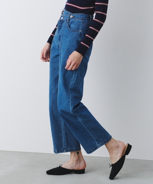 bita.（ビタ）の「フロントクロスデニムパンツ（デニムパンツ・レディース・ブラック/ブルー・FREE）」の7枚目の写真