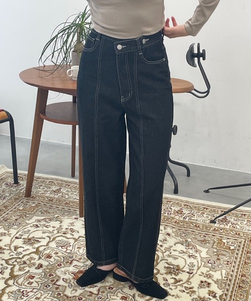 bita.（ビタ）の「フロントクロスデニムパンツ（デニムパンツ・レディース・ブラック/ブルー・FREE）」の19枚目の写真