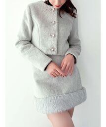 RESEXXY（リゼクシー）の「ノーカラーショートジャケット【セットアップ着用可能】（ノーカラージャケット）」