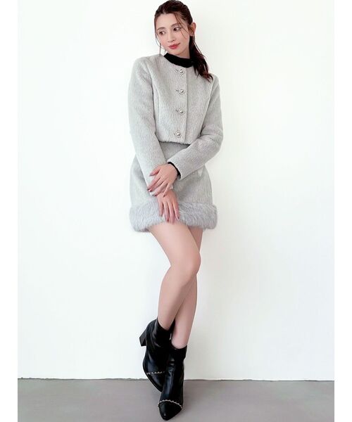 ノーカラーショートジャケット【セットアップ着用可能】（ノーカラー