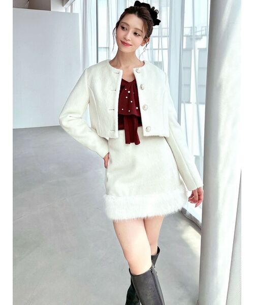 ノーカラーショートジャケット【セットアップ着用可能】（ノーカラー