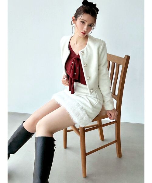 ノーカラーショートジャケット【セットアップ着用可能】（ノーカラー