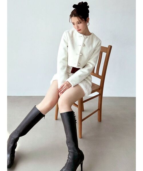 RESEXXY（リゼクシー）の「ノーカラーショートジャケット【セットアップ着用可能】（ノーカラージャケット・レディース・グレー/ホワイト/その他1・FREE）」の7枚目の写真