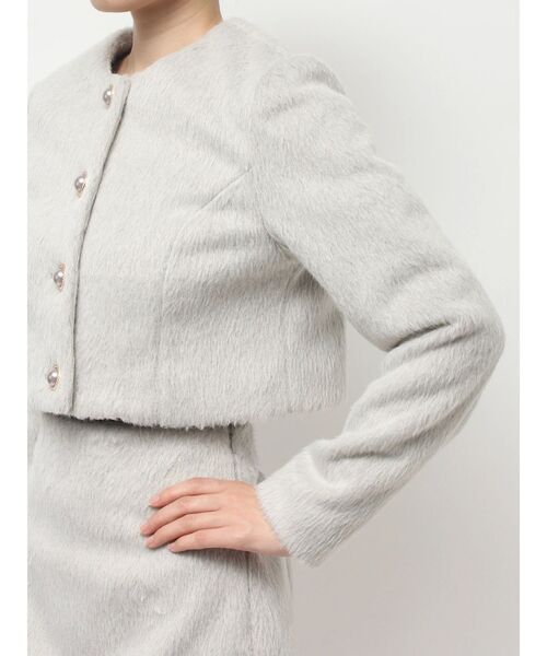 RESEXXY（リゼクシー）の「ノーカラーショートジャケット【セットアップ着用可能】（ノーカラージャケット・レディース・グレー/ホワイト/その他1・FREE）」の12枚目の写真