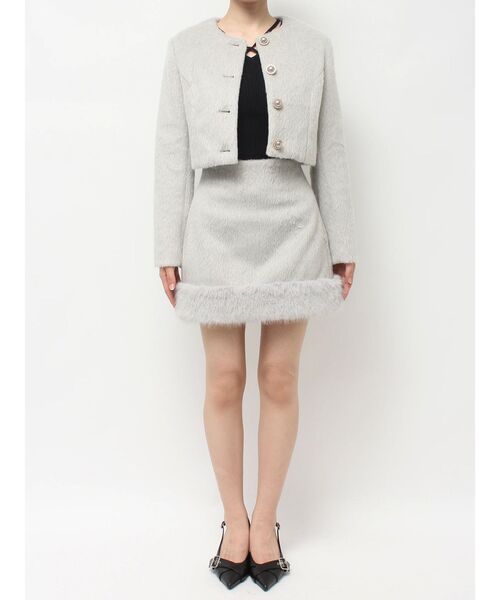 RESEXXY（リゼクシー）の「ノーカラーショートジャケット【セットアップ着用可能】（ノーカラージャケット・レディース・グレー/ホワイト/その他1・FREE）」の16枚目の写真