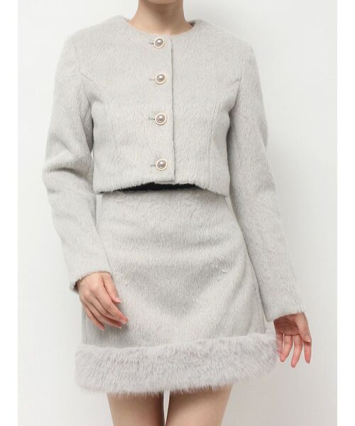 RESEXXY（リゼクシー）の「ノーカラーショートジャケット【セットアップ着用可能】（ノーカラージャケット・レディース・グレー/ホワイト/その他1・FREE）」の21枚目の写真