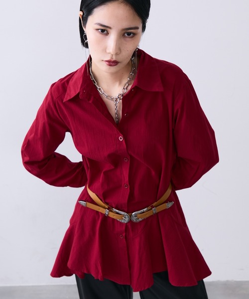 ベルト付きロングフレアシャツワンピース（シャツ/ブラウス）｜MONOe