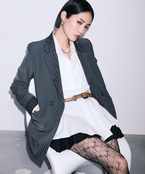 MONOe（モノエ）の「ベルト付きロングフレアシャツワンピース（シャツ/ブラウス・レディース・ボルドー/ホワイト/ブラック・FREE）」の20枚目の写真